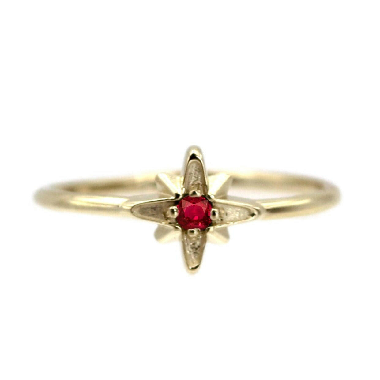 Mini Rings 14K Yellow Gold / Red Garnet - January / We Will Contact You After The Order Is Placed to Confirm Your Size! | Misahara