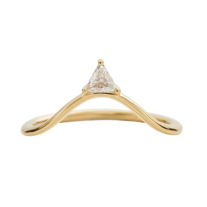 Trillion Diamond Yellow Gold Curve Ring