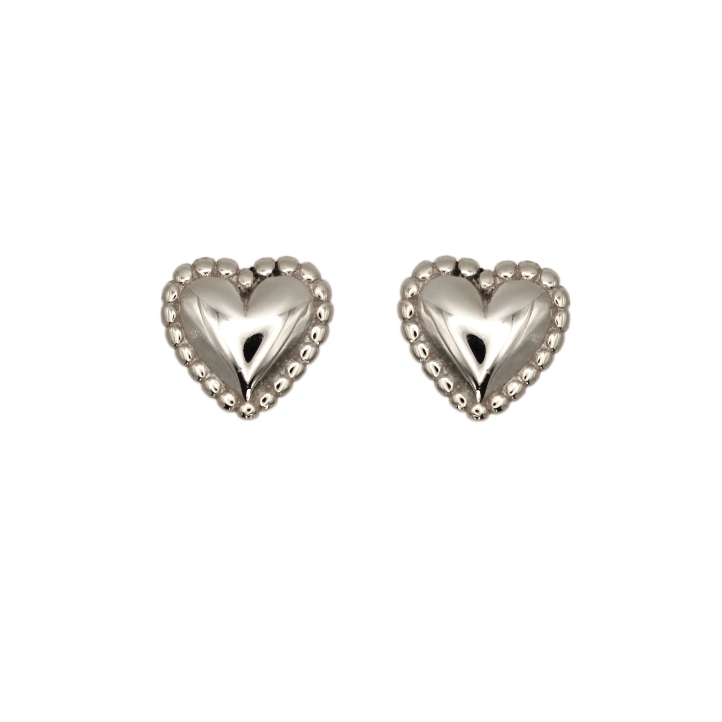 14K Small Lovely Heart Stud Yellow Solid Gold Earrings