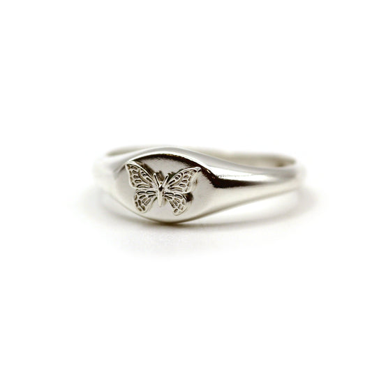 Stunning Butterfly Signet Ring - Exquisite Jewelry Handmade Butterfly Signet Silver Ring
