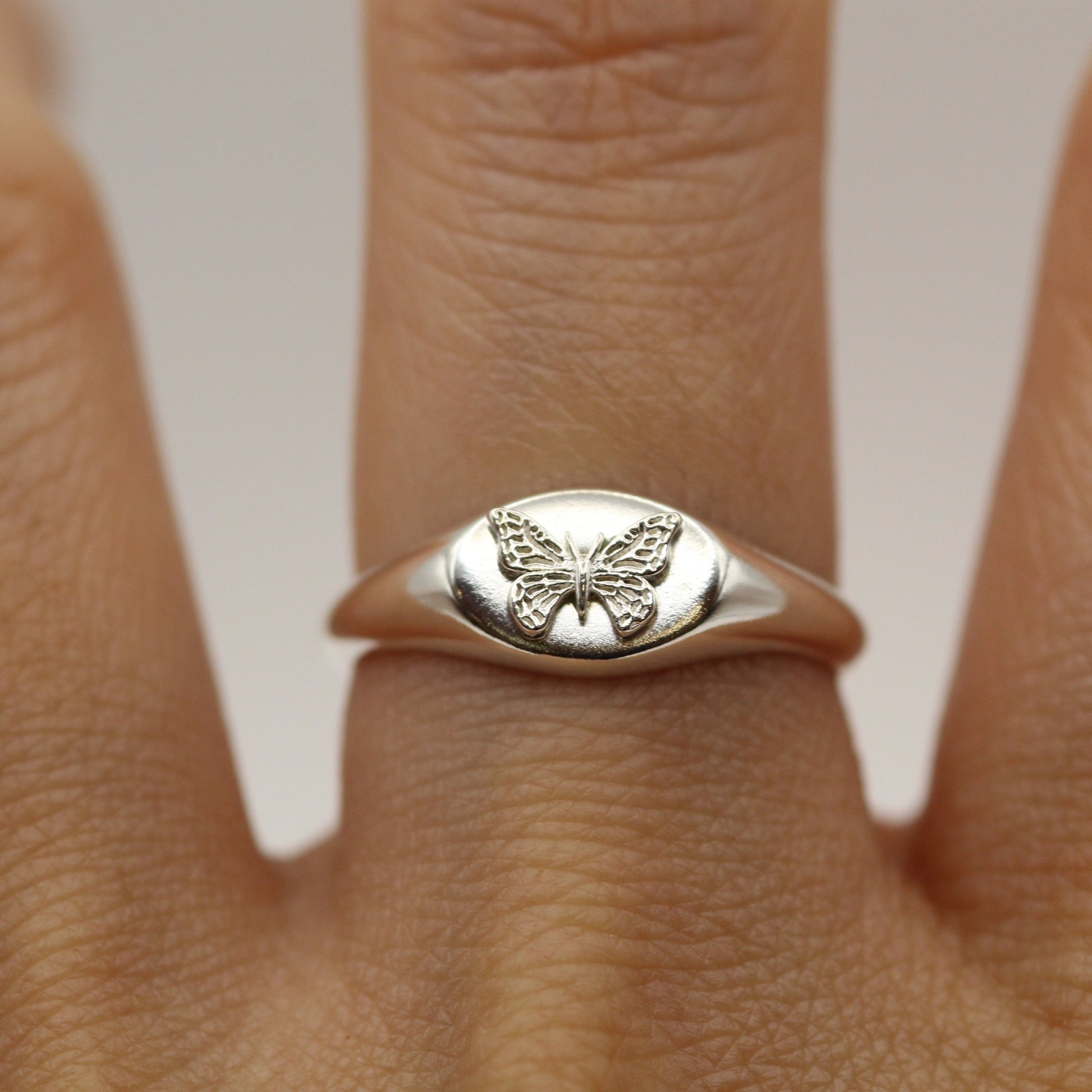 Sterling Silver Butterfly Signet Ring.