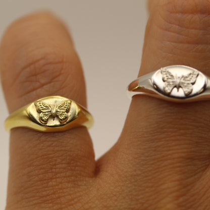 Stunning Butterfly Signet Ring - Exquisite Jewelry Handmade Butterfly Signet Silver Ring