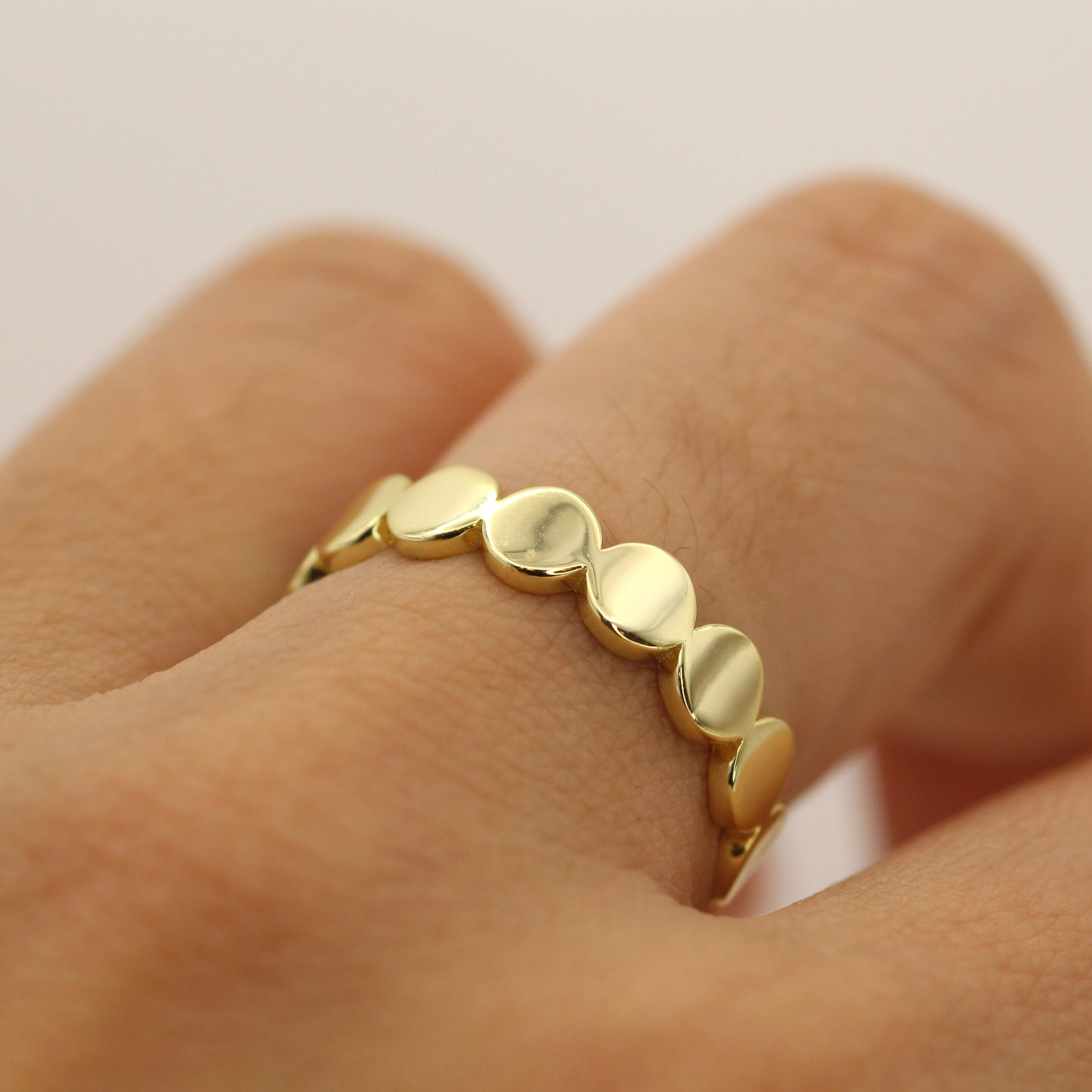 14k Modern Flat Dots Gold Ring.