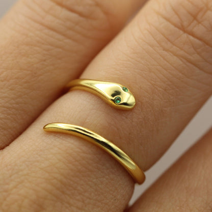 14k Emerald Snake Gold Ring