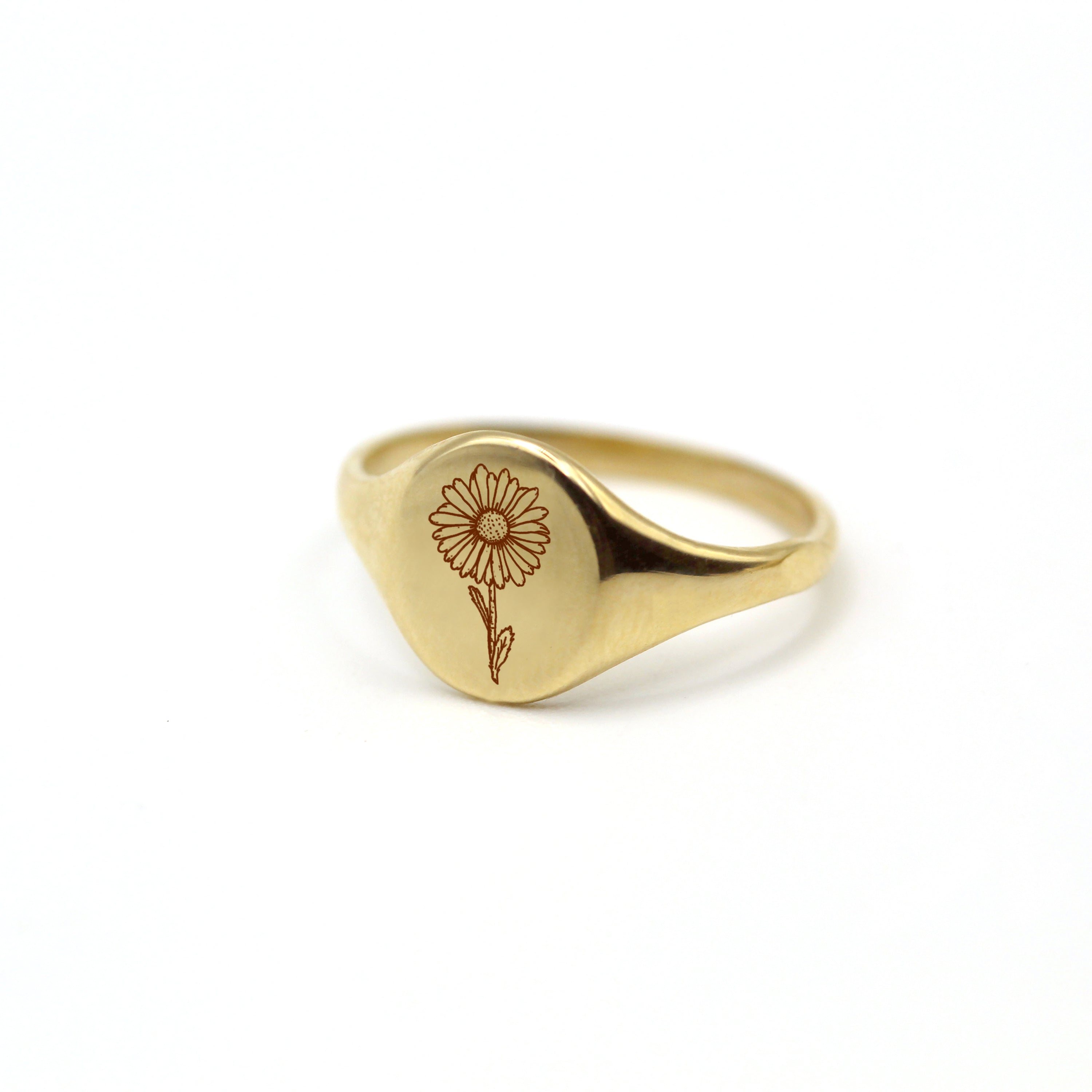 April Daisy Flower Gold Ring | VicStone.NYC