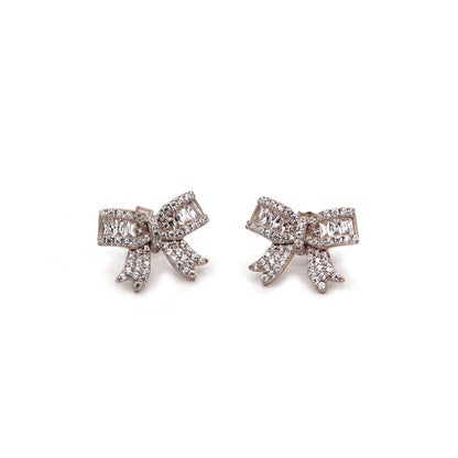 Elegant Ribbon Gold Stud Earrings For Women