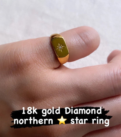 18k Polaris Star Signet Ring With Peridot Gemstone for Customized