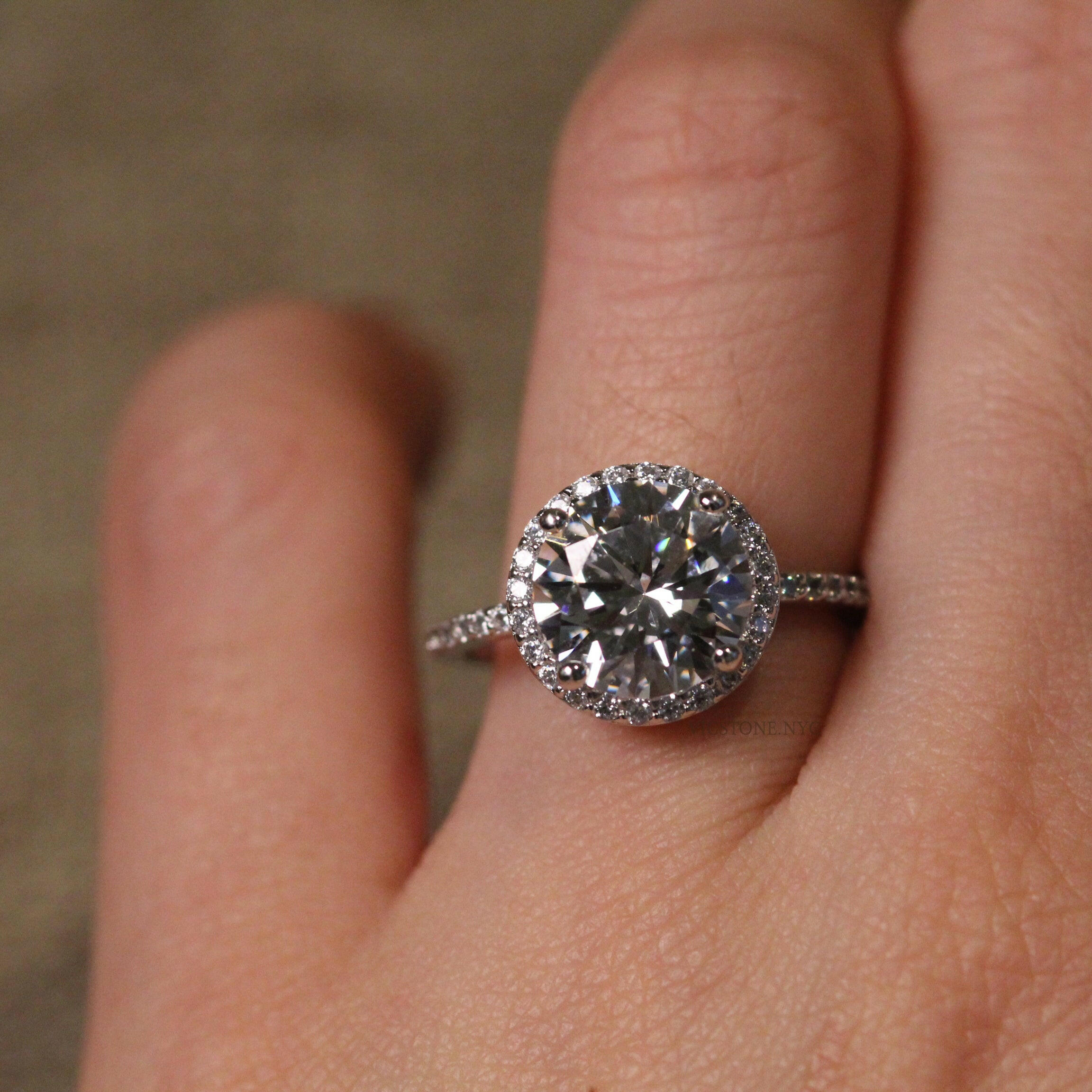 Halo Diamond Engagement Ring in Platinum | VicStone.NYC