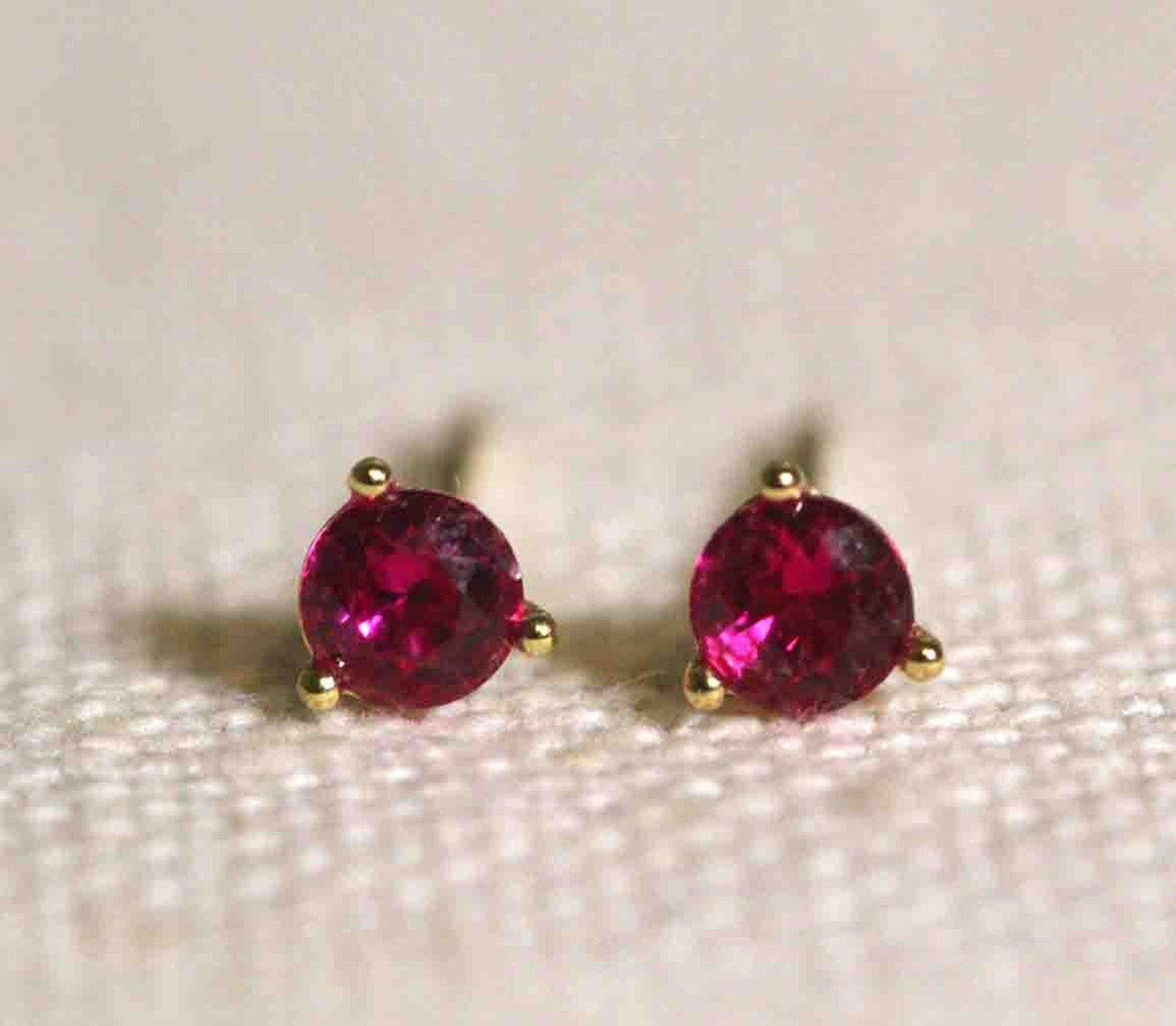 14k Gold Birthstone Earrings.