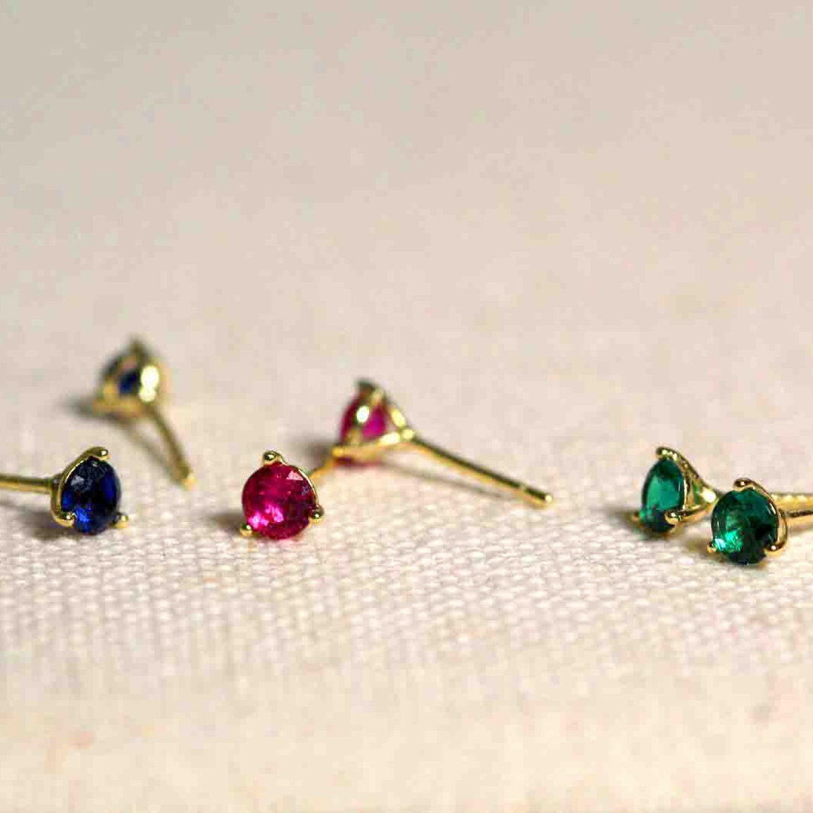 14k Gold Birthstone Earrings.