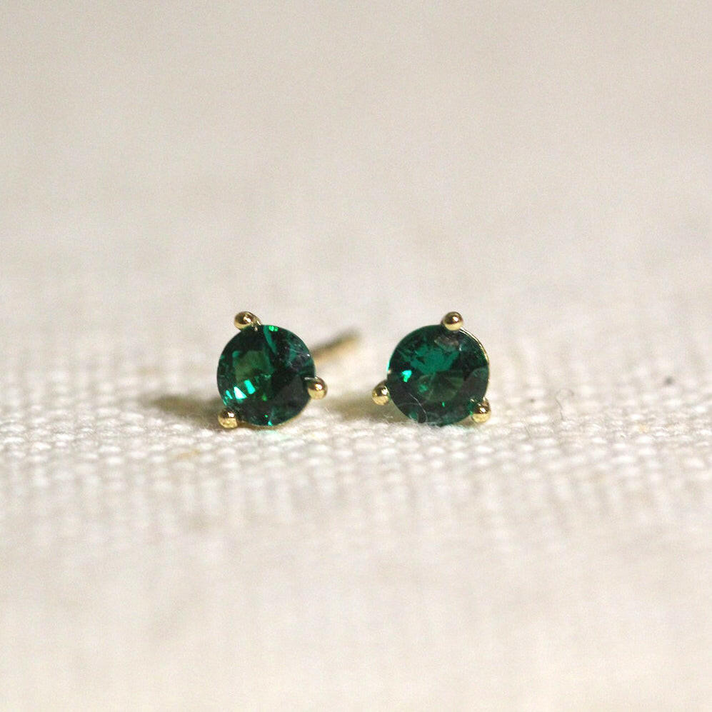 14k Gold Birthstone Earrings.