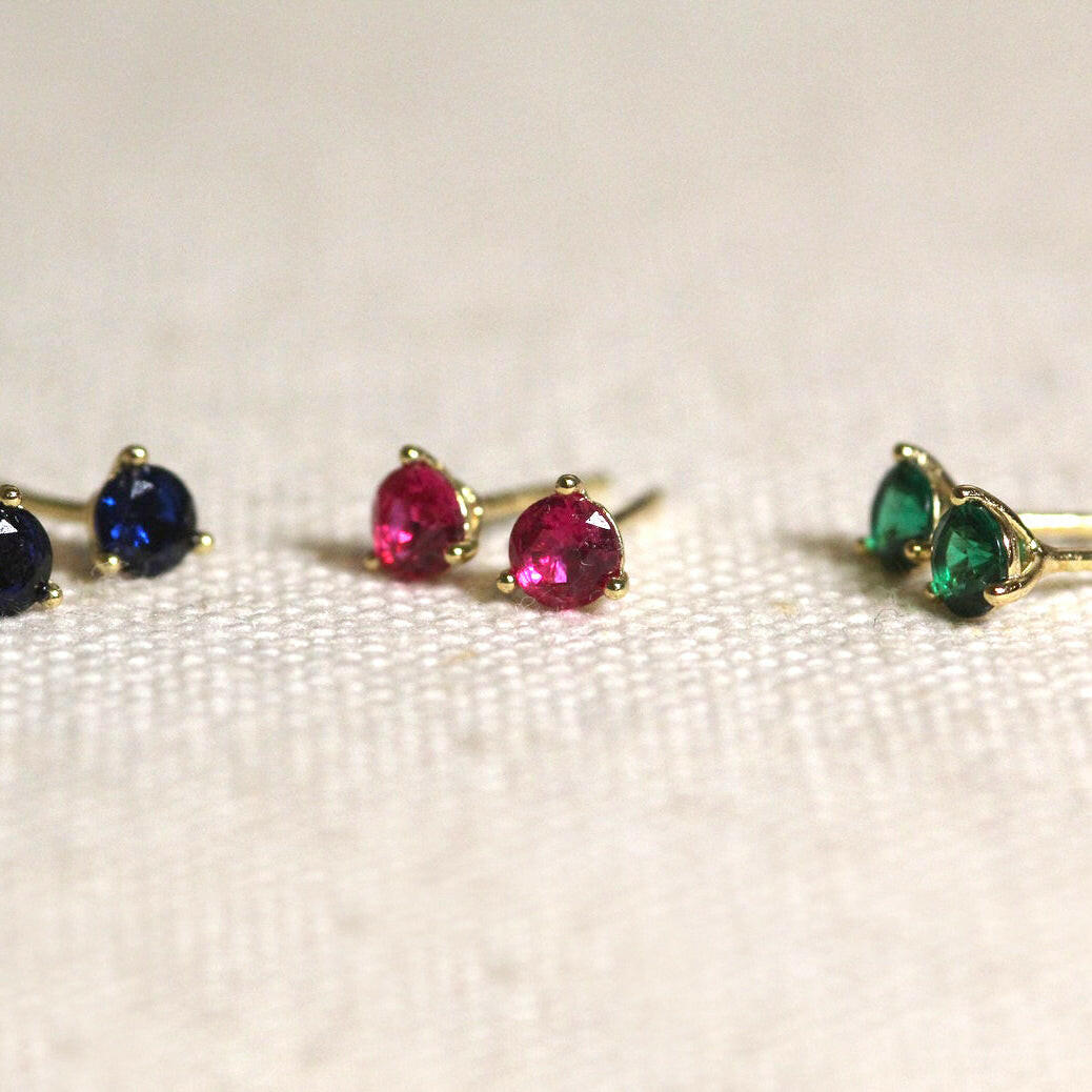 14k Gold Birthstone Earrings.