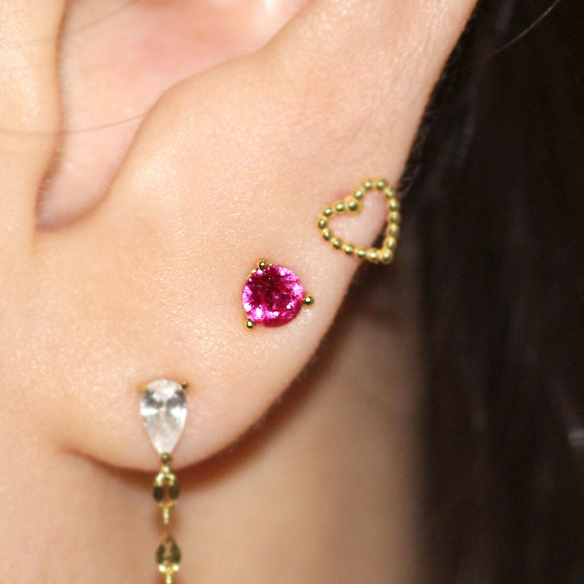 14k Gold Birthstone Earrings.