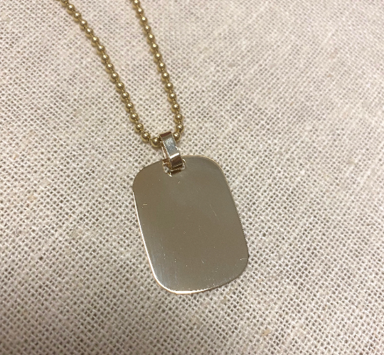 14K Dog Tag Personalized Necklace.