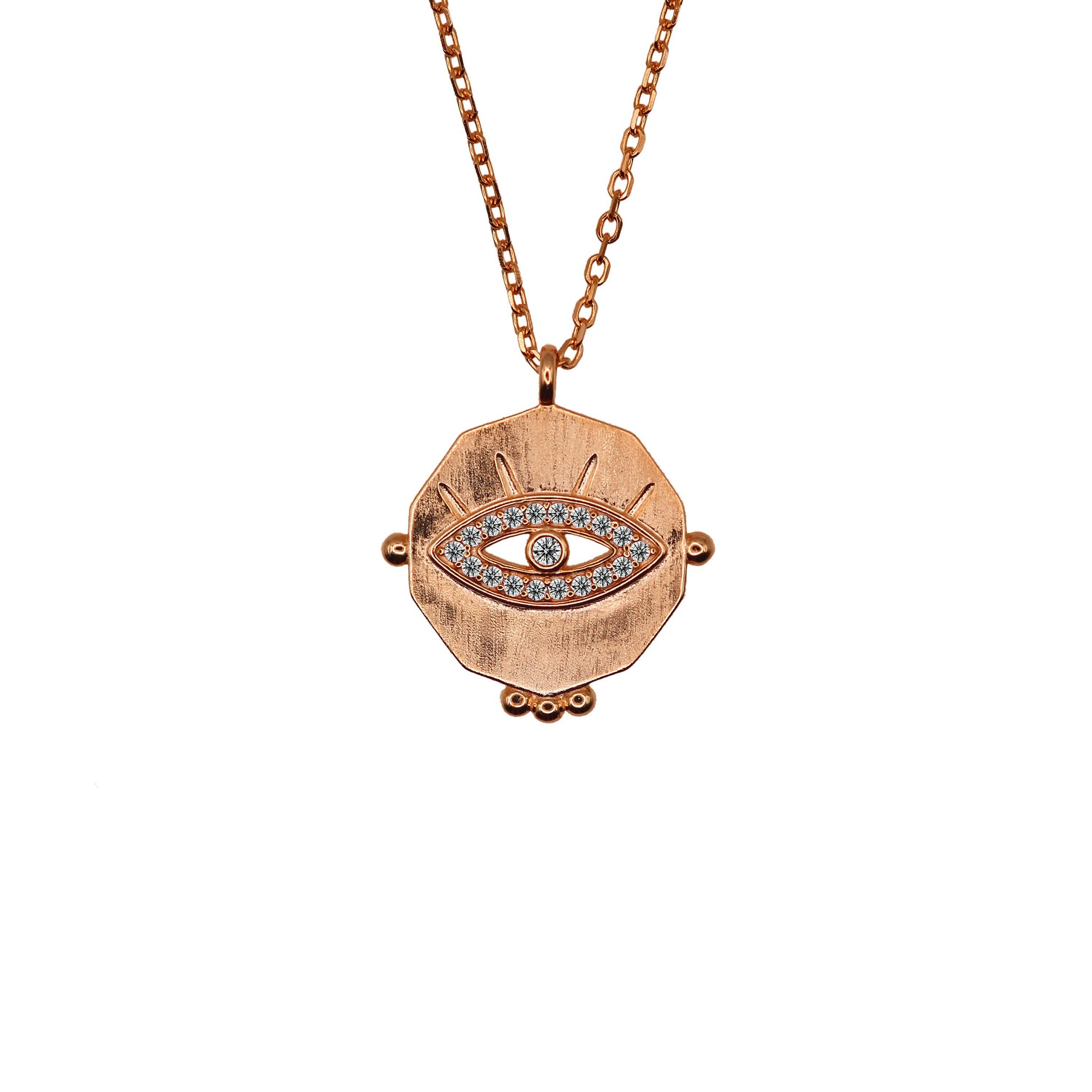 14k Diamond Evil Eye Gold Necklace.