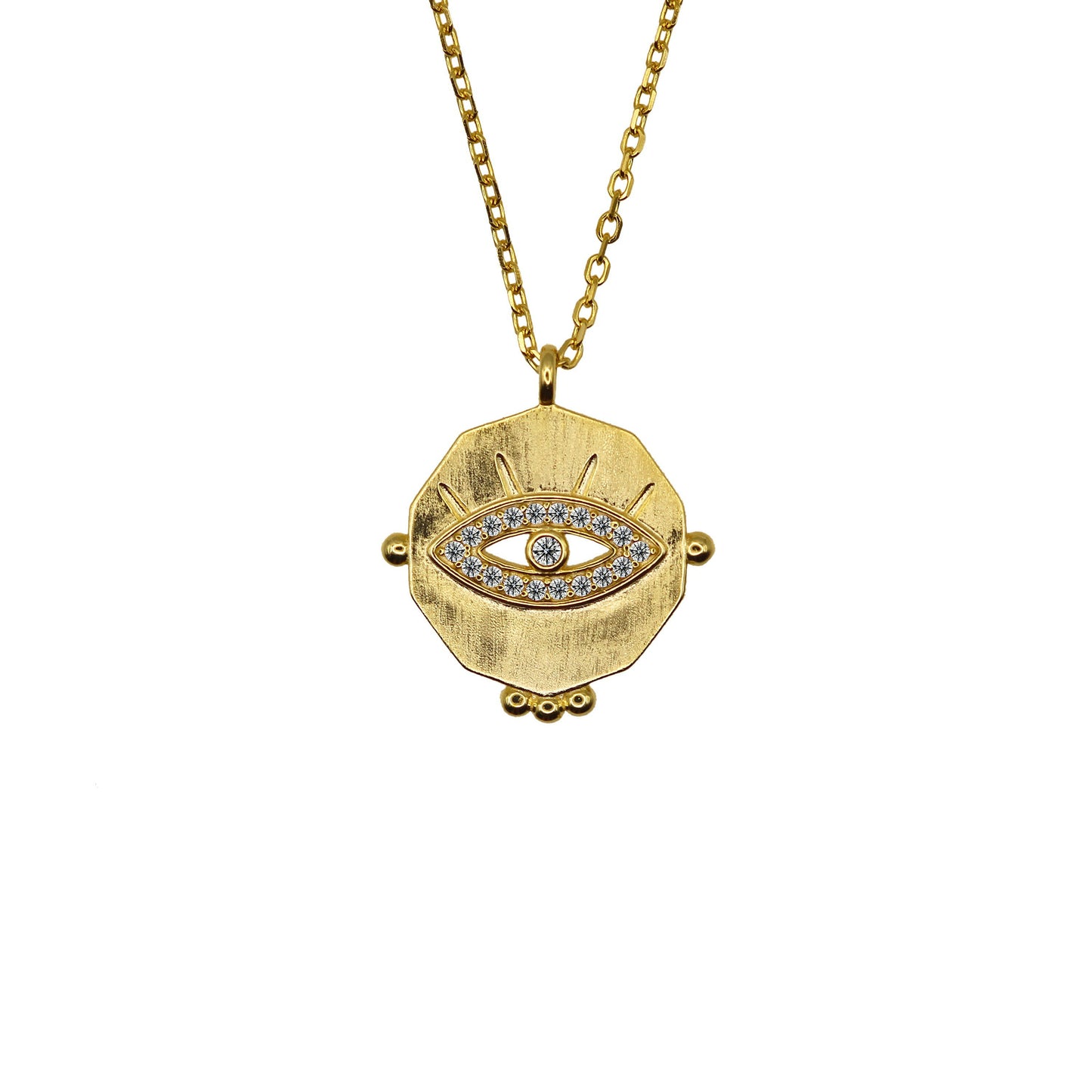 14k Diamond Evil Eye Gold Necklace.