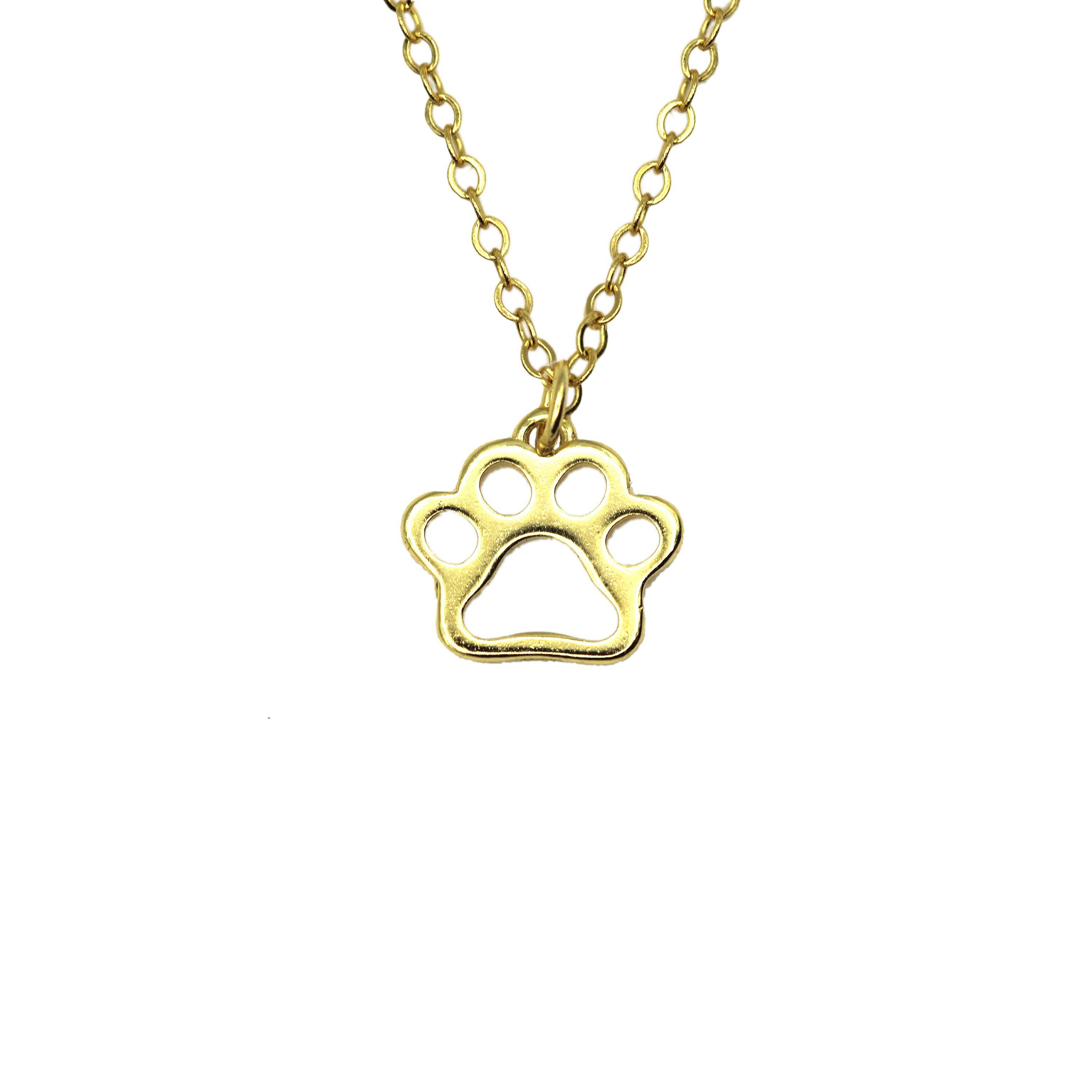 14k Gold Dog Paw Necklace | VicStone.NYC