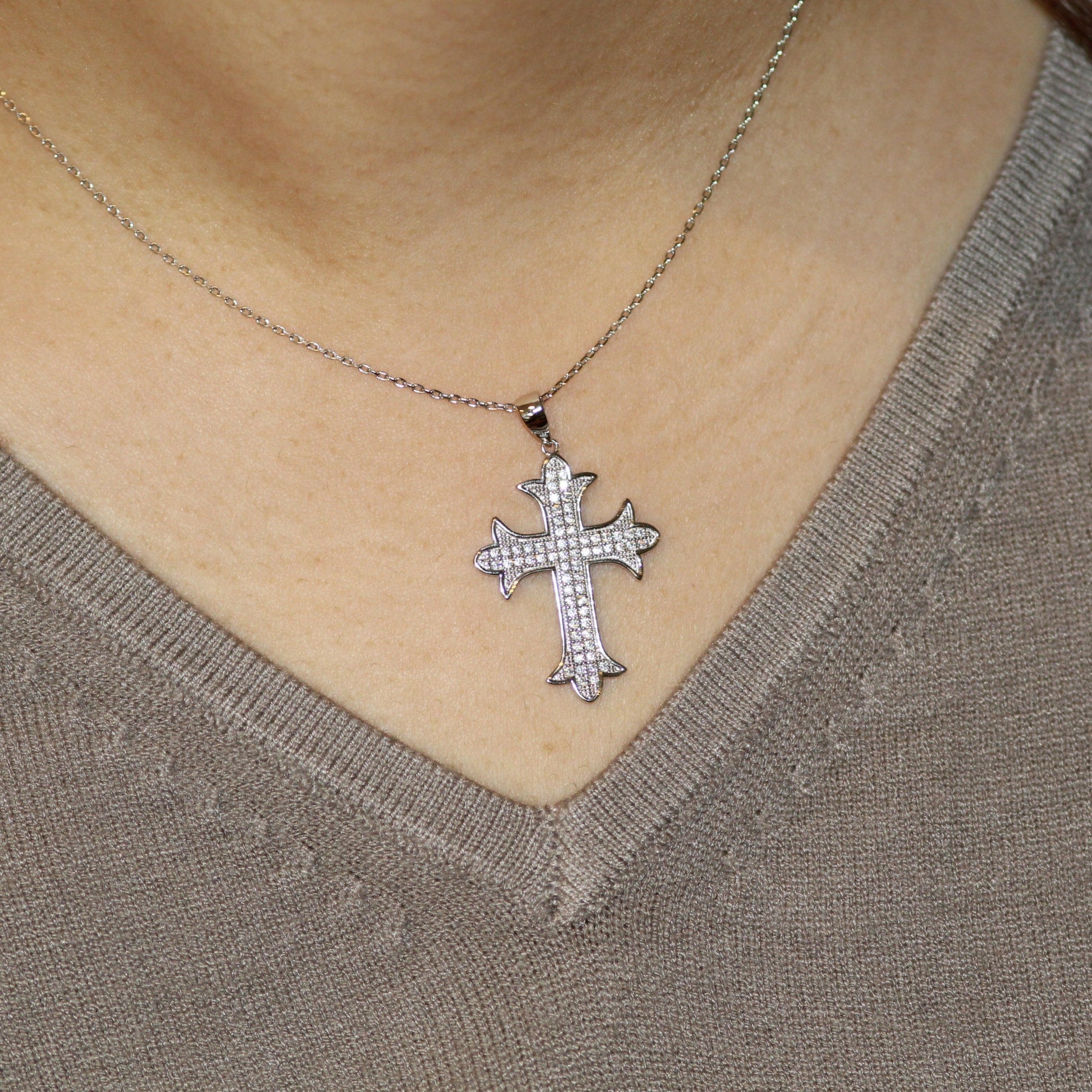 Diamond Cross Necklace with Diamonds.