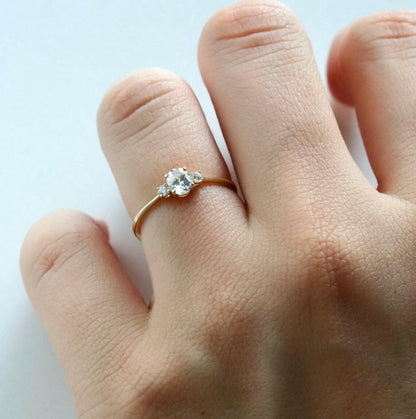 14k Gold -Oval Diamond Engagement Ring.