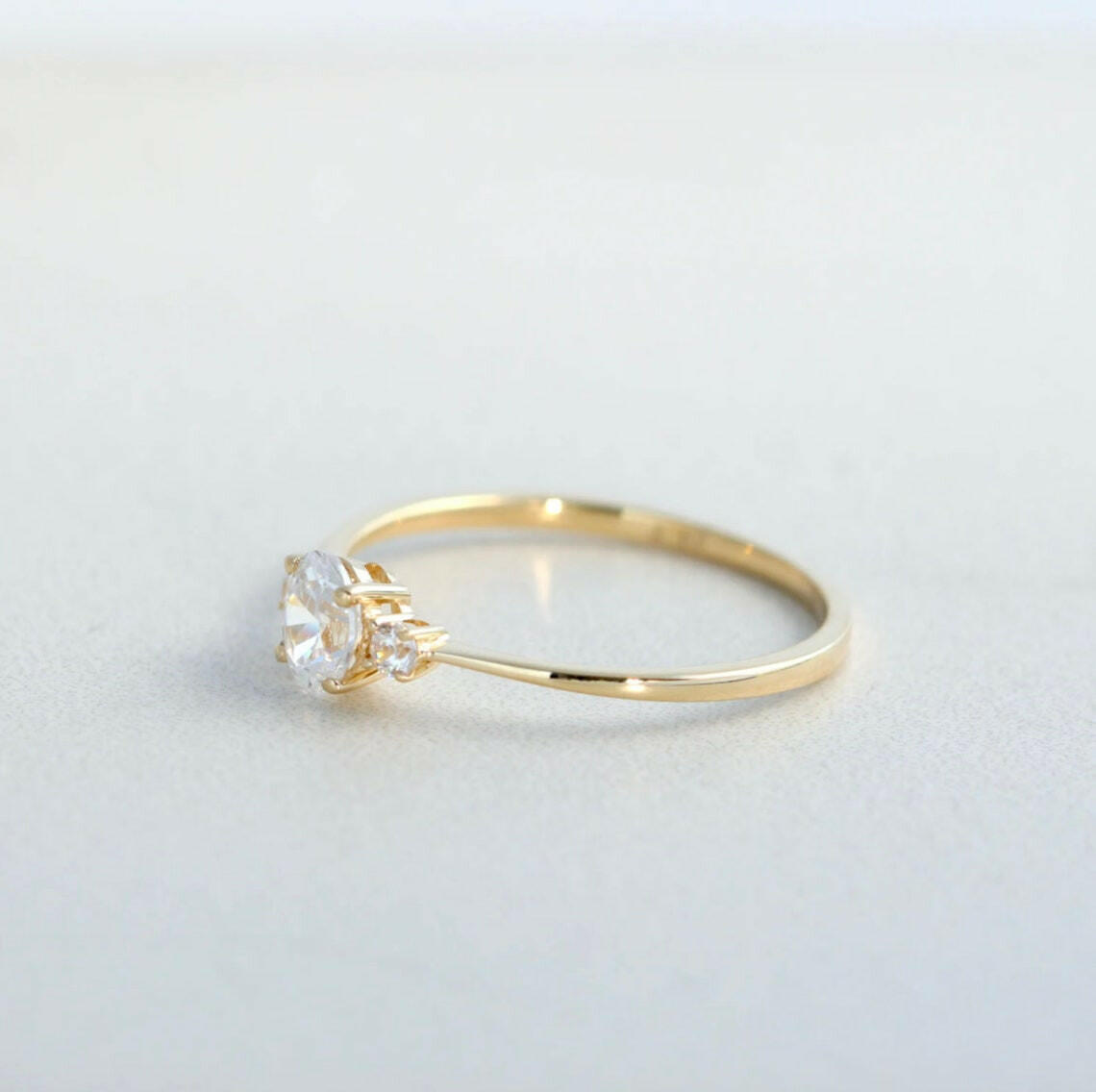 14k Gold -Oval Diamond Engagement Ring.