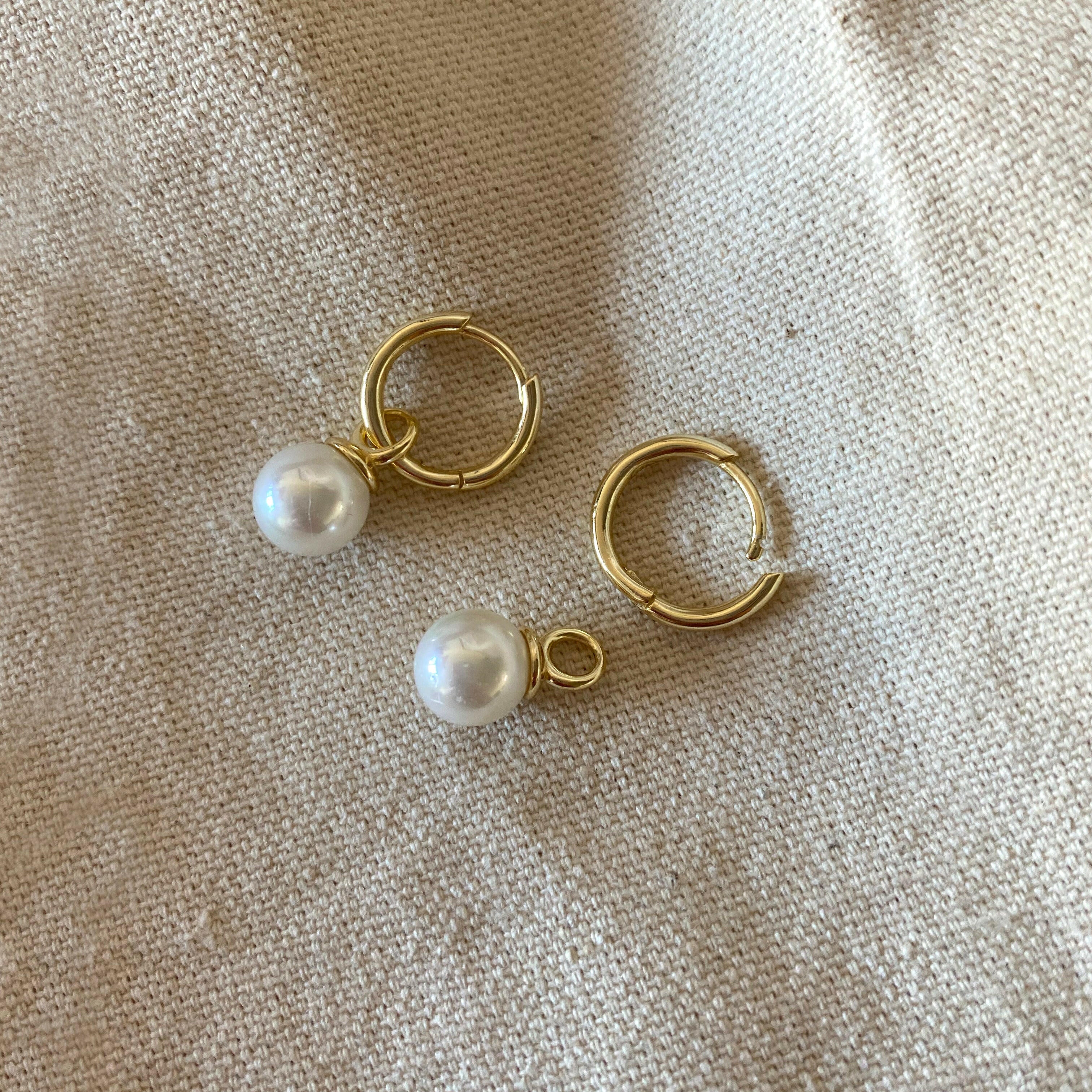 Pearl Hoop Earrings - Sterling Silver – VicStone.NYC