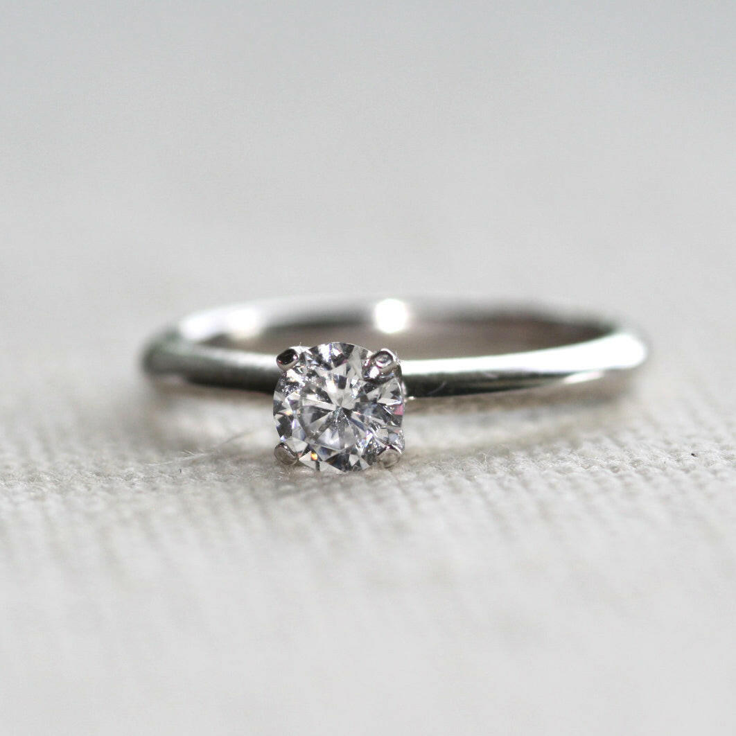 Solitaire 4 prongs Setting 100% Natural Diamond Engagement Ring ...