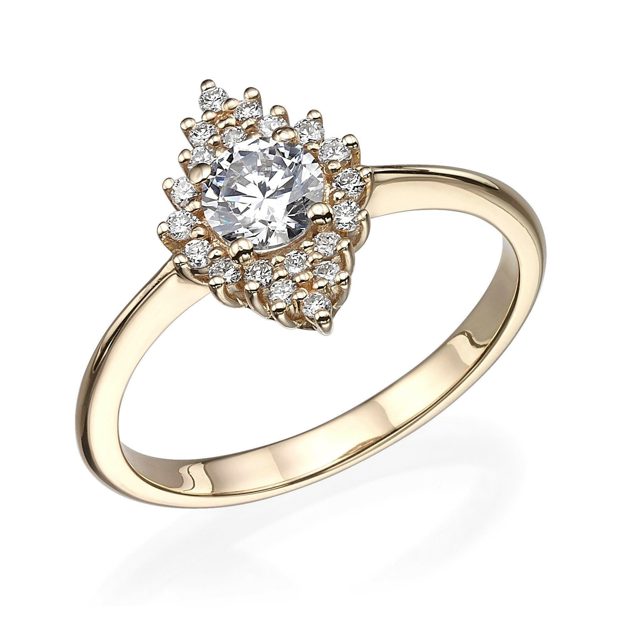 Unique Design Natural Diamond Engagement Ring | VicStone.NYC