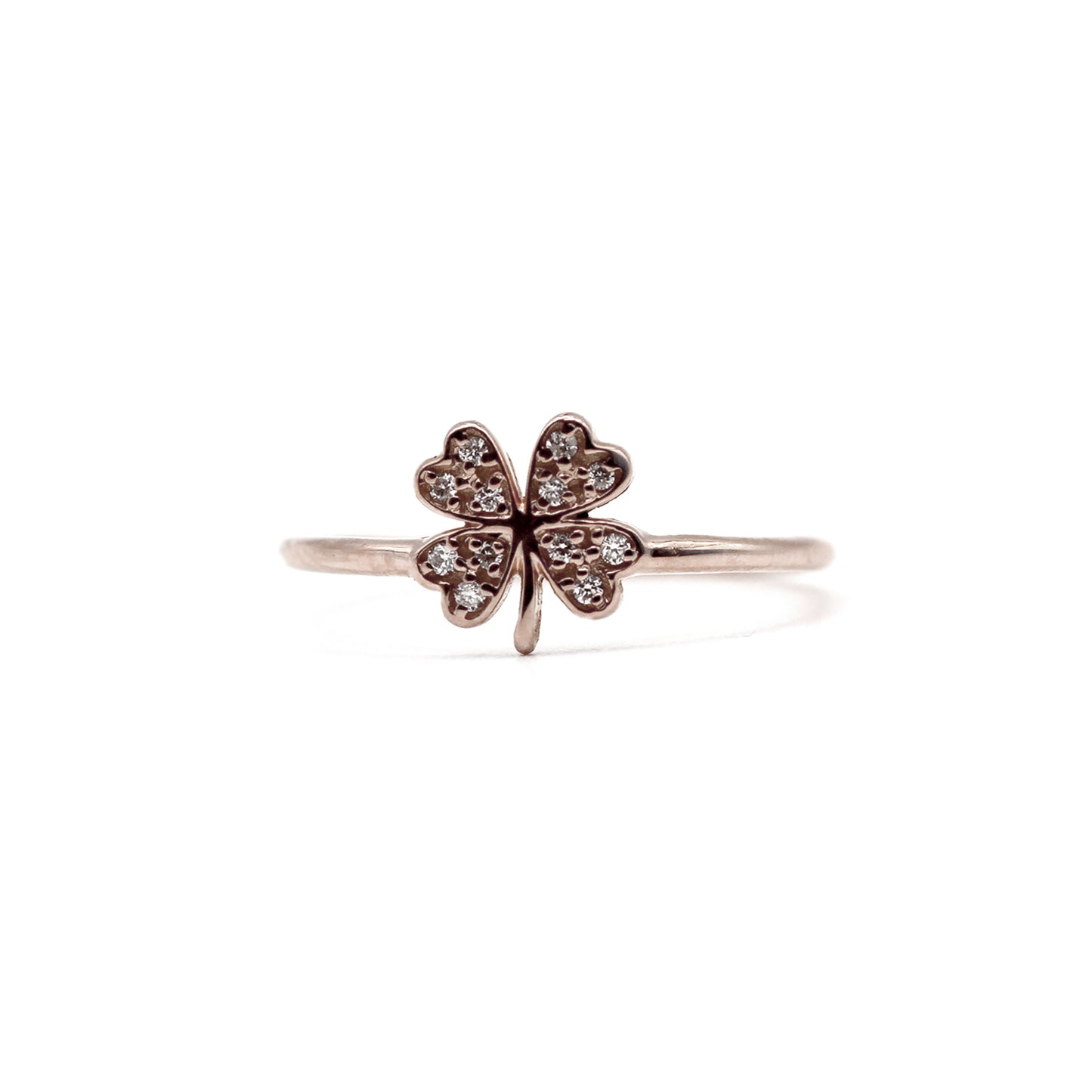 14k Diamond Leaf Clover Ring.