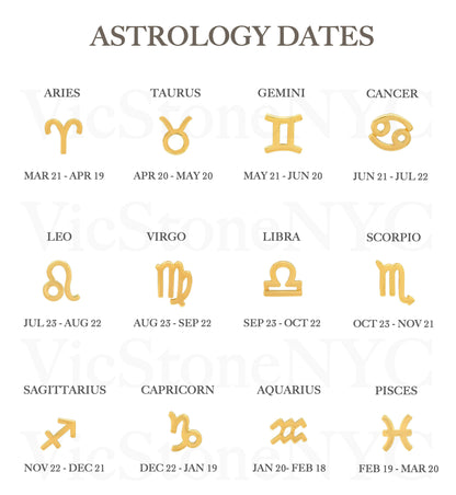 14k Gold Zodiac Earrings - Gemini May 21 - Jun 21.