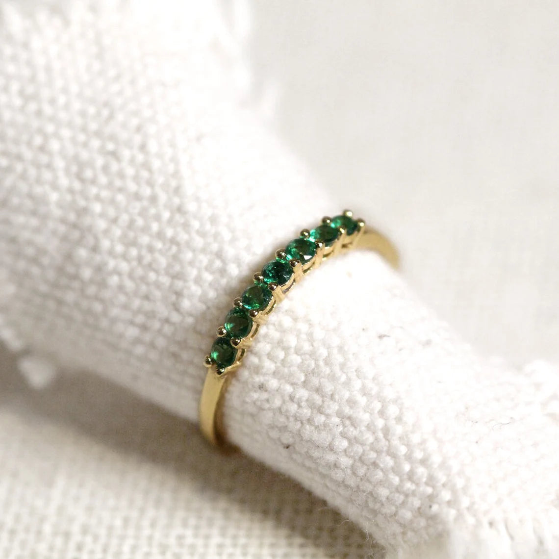 14k Gold Emerald Eternity Ring.