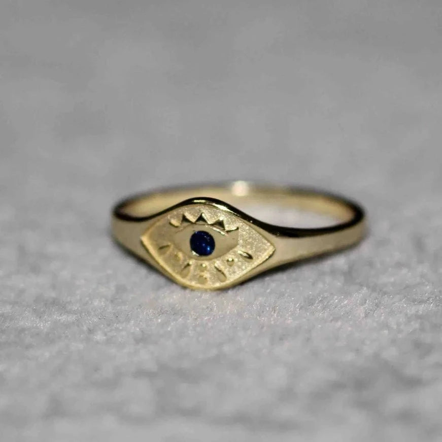 14k Evil Eye Ring with Birthday Stone.