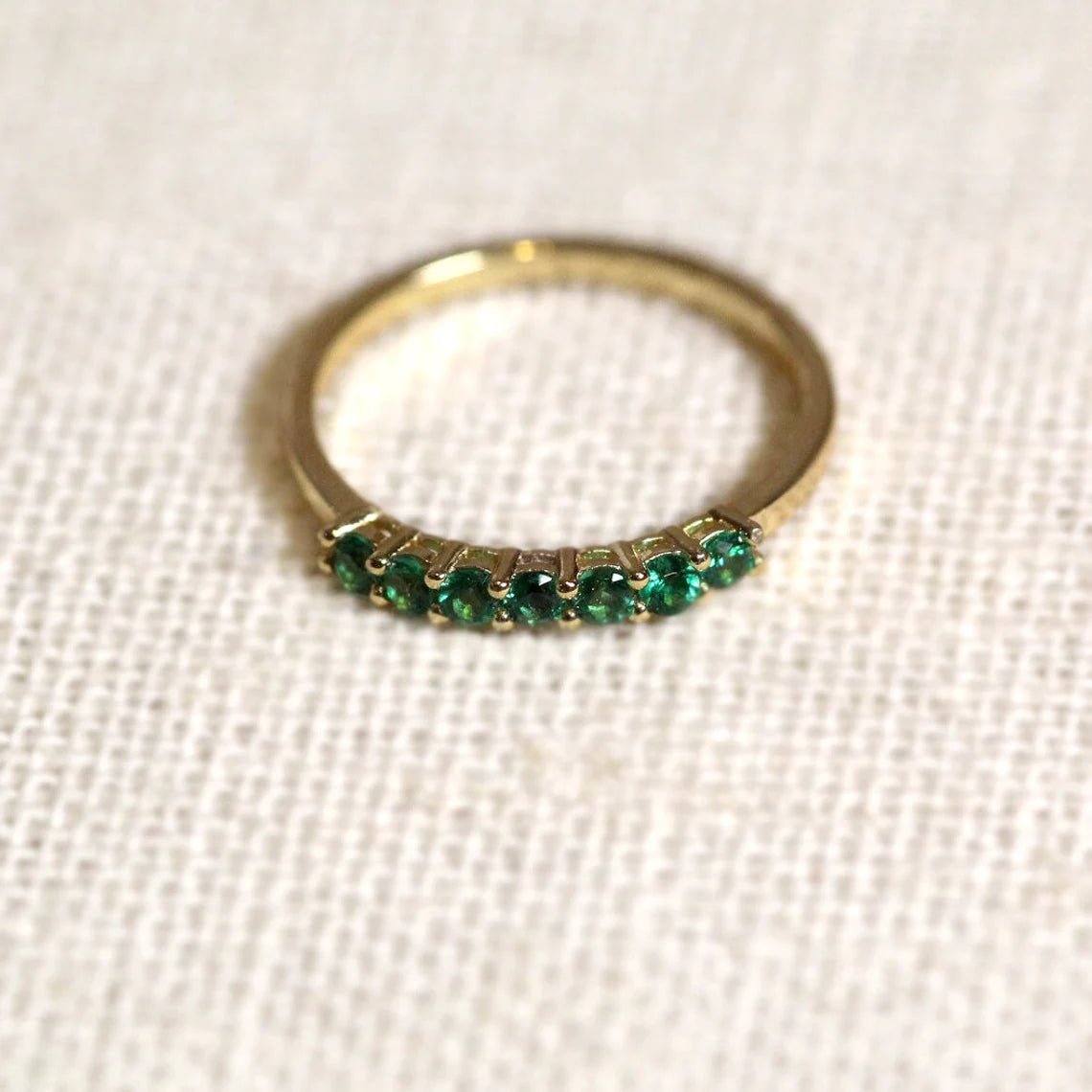 14k Gold Emerald Eternity Ring.