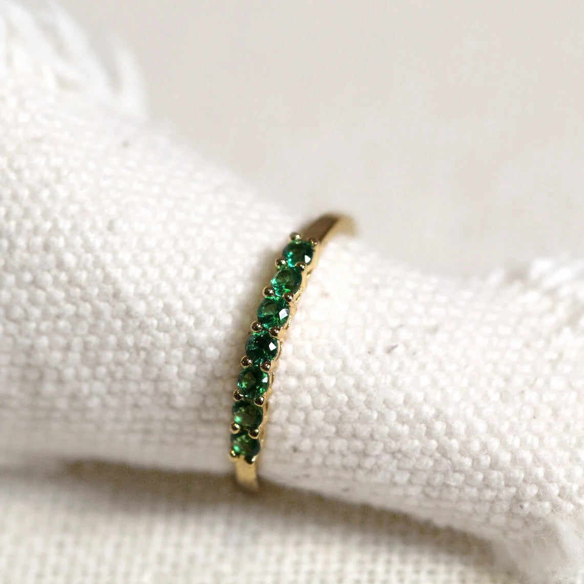 14k Gold Emerald Eternity Ring.