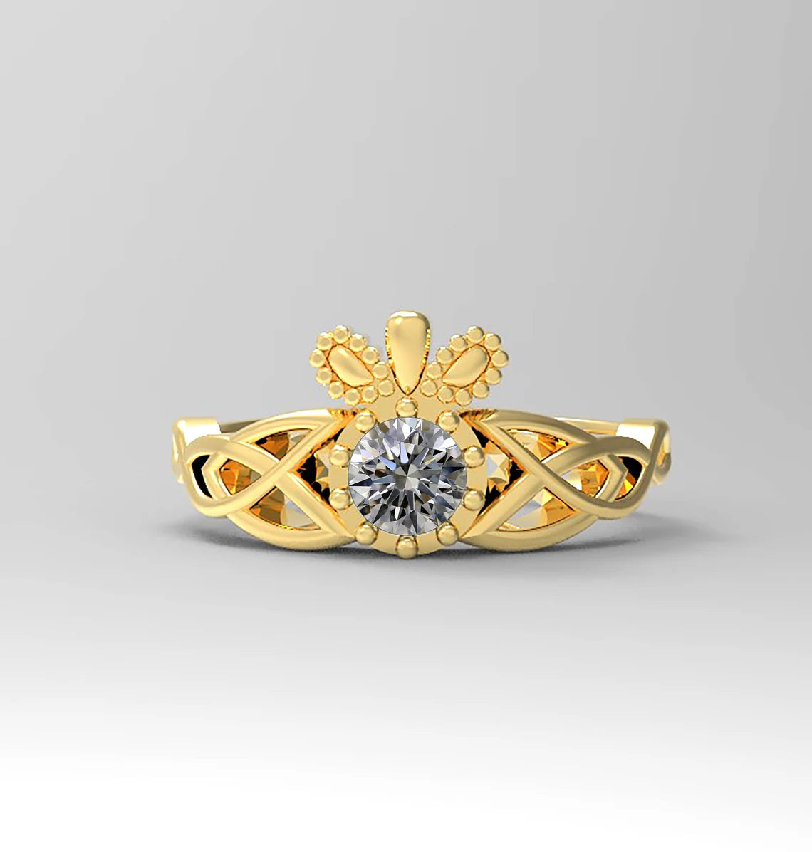 14k Natural Diamond Claddagh Ring.