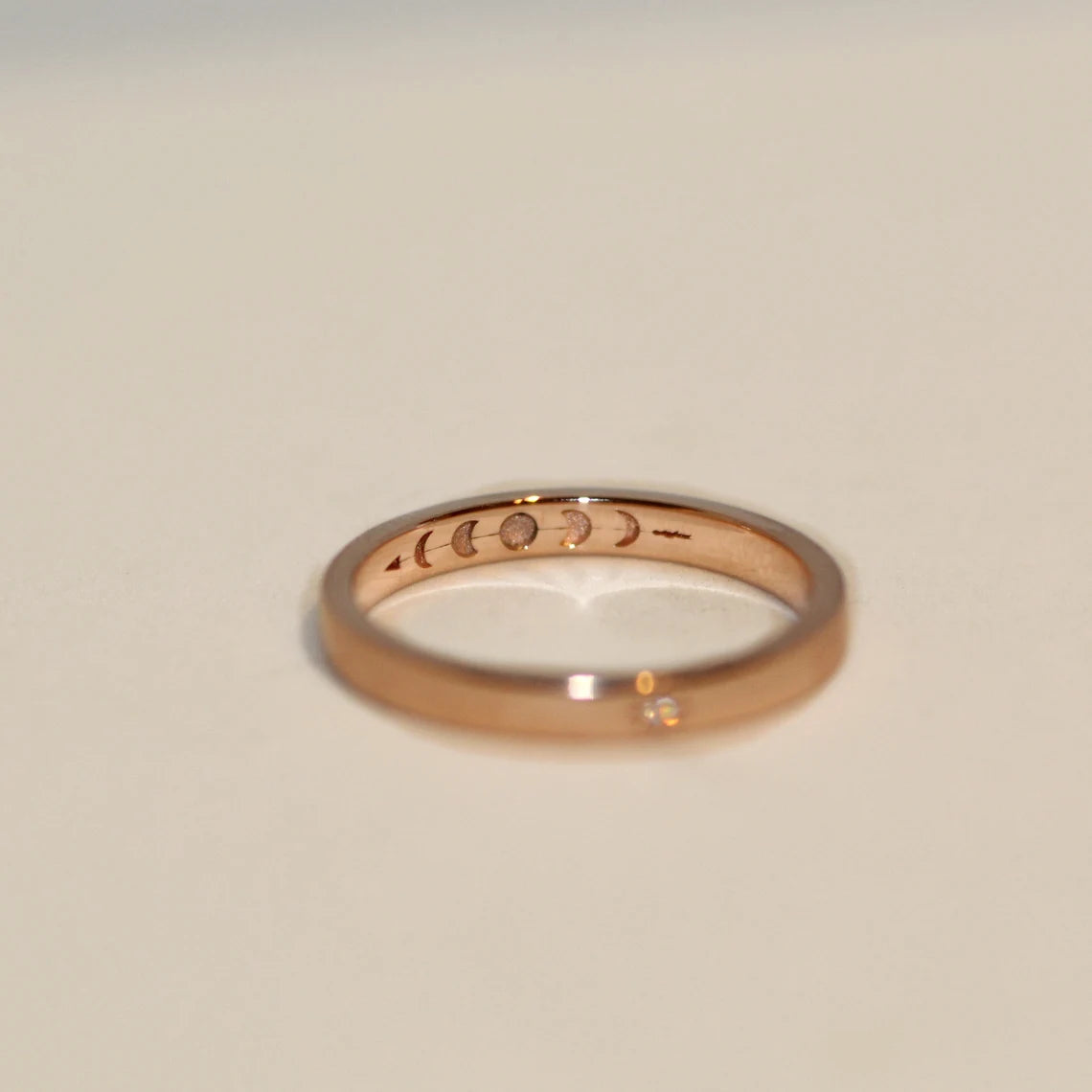 Custom Ring for Abigail Maller - 14k Diamond  with Moon Engraving Ring.