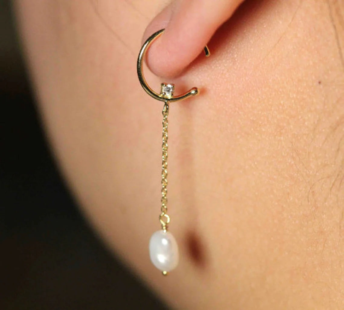 Unique Pearl Silver Earrings.