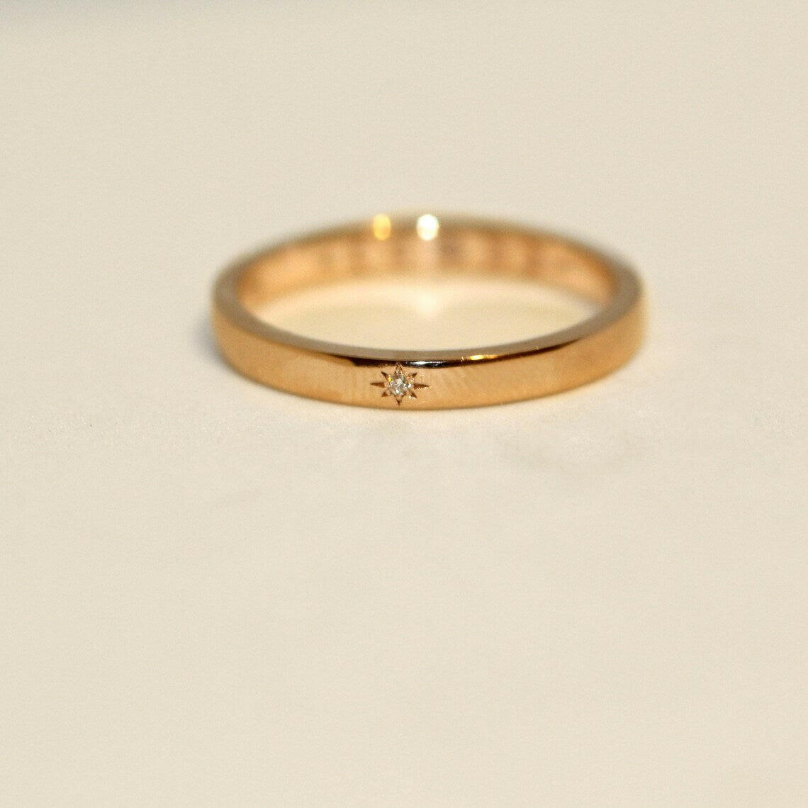 Customized Order for Benjamin Keomanyvong - 14k Star Diamond Moon Wedding Bandd, Ring Size 13.5.